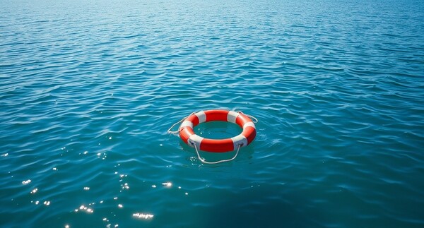 Rettungsring treibt auf einem See