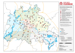 Dokument Übersichtskarte Standorte der Berliner Feuerwehr 2023 Abbildung der Titelseite
