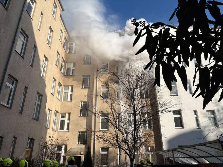 Brandwohnung von außen